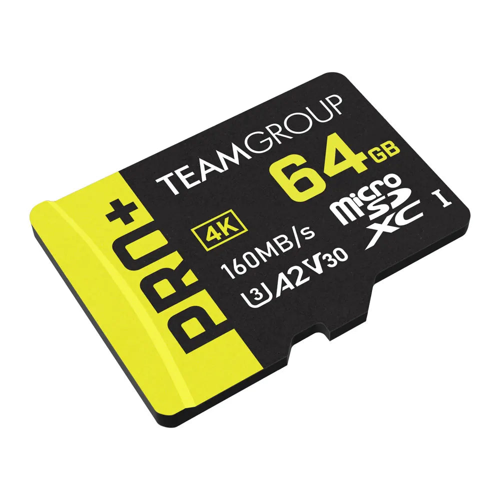 Team Group PRO+ 64GB Micro SDXC UHS-I U3 A2 V30 Memory Card - Digital Flash Memory