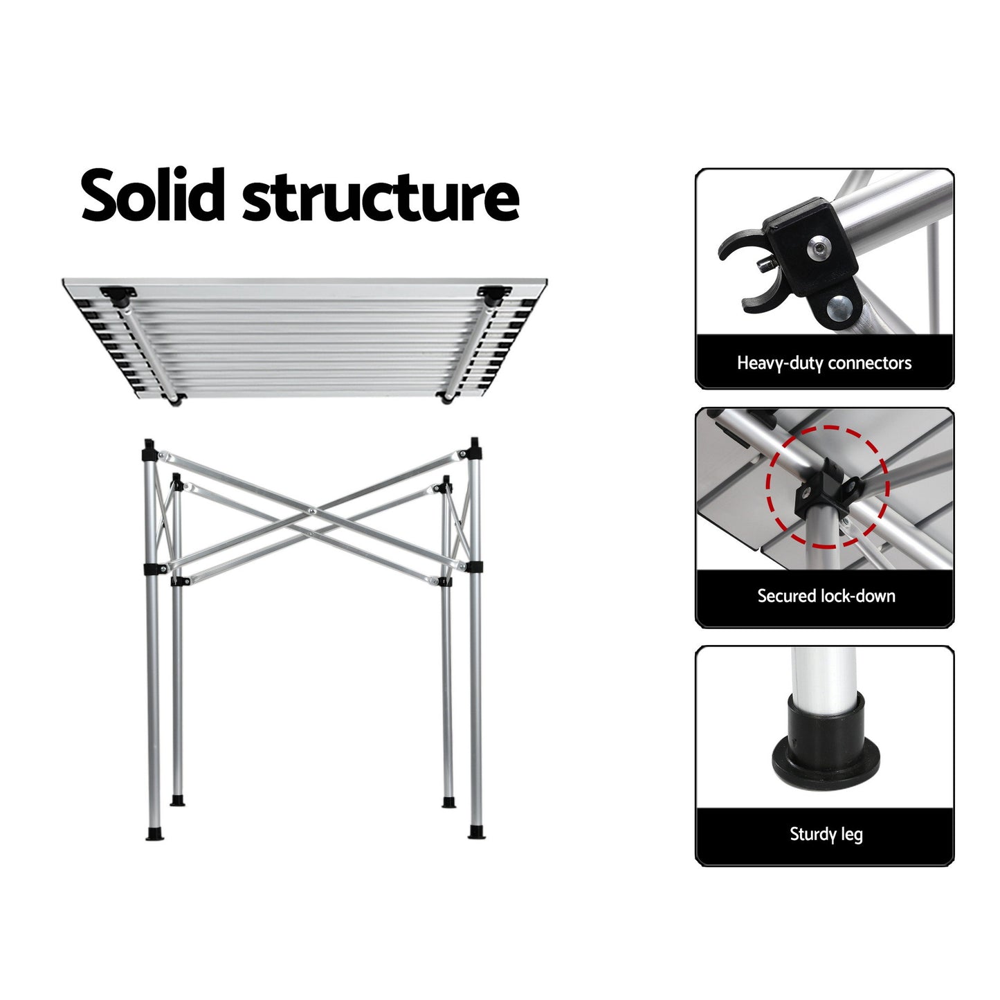 Weisshorn 3pc Camping Table Chair Set Outdoor Folding Aluminium Portable Picnic - Image 9