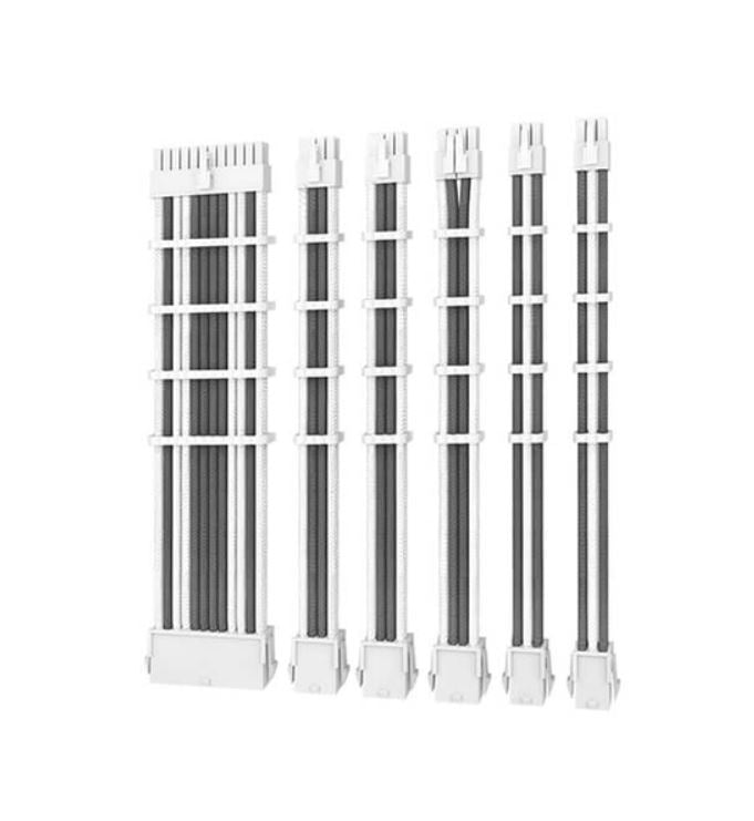 (LSAntec CIP4 Cable Kit White Grey - 6 Pack, 24ATX, 4+4 EPS, 16AWG Thicker, High Performance 300m...
