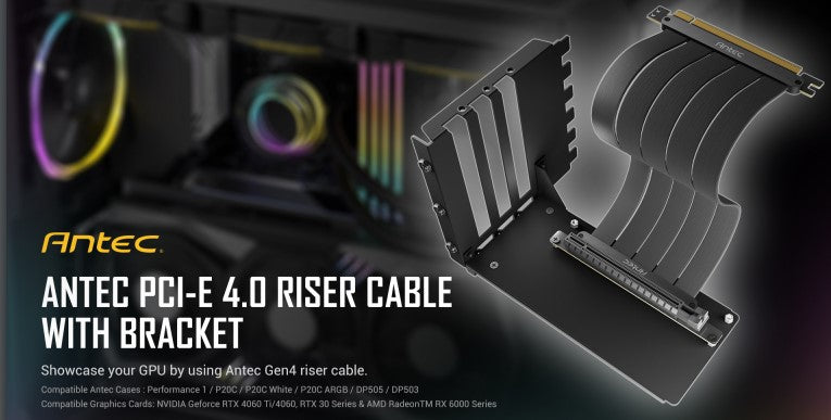 Antec Adjustable Vertical Bracket with 200mm High Performance PCI-E Riser Cable. 4090, 5090 7900x...