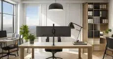 Atdec Single Monitor Super Heavy-Duty Mount on Tall Post - Heavy-Duty F-Clamp - Silver - Monitors...