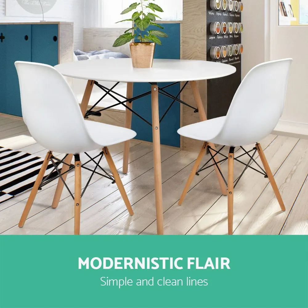 Artiss Dining Table Round White 4 Seater 100CM - Image 6
