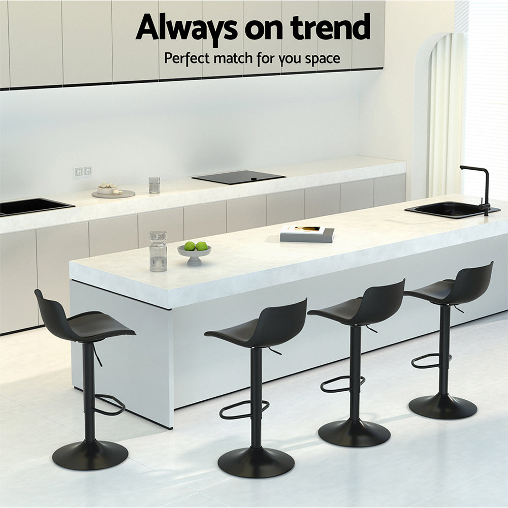 Artiss 2x Bar Stools Padded Seat Gas Lift Black - Image 7