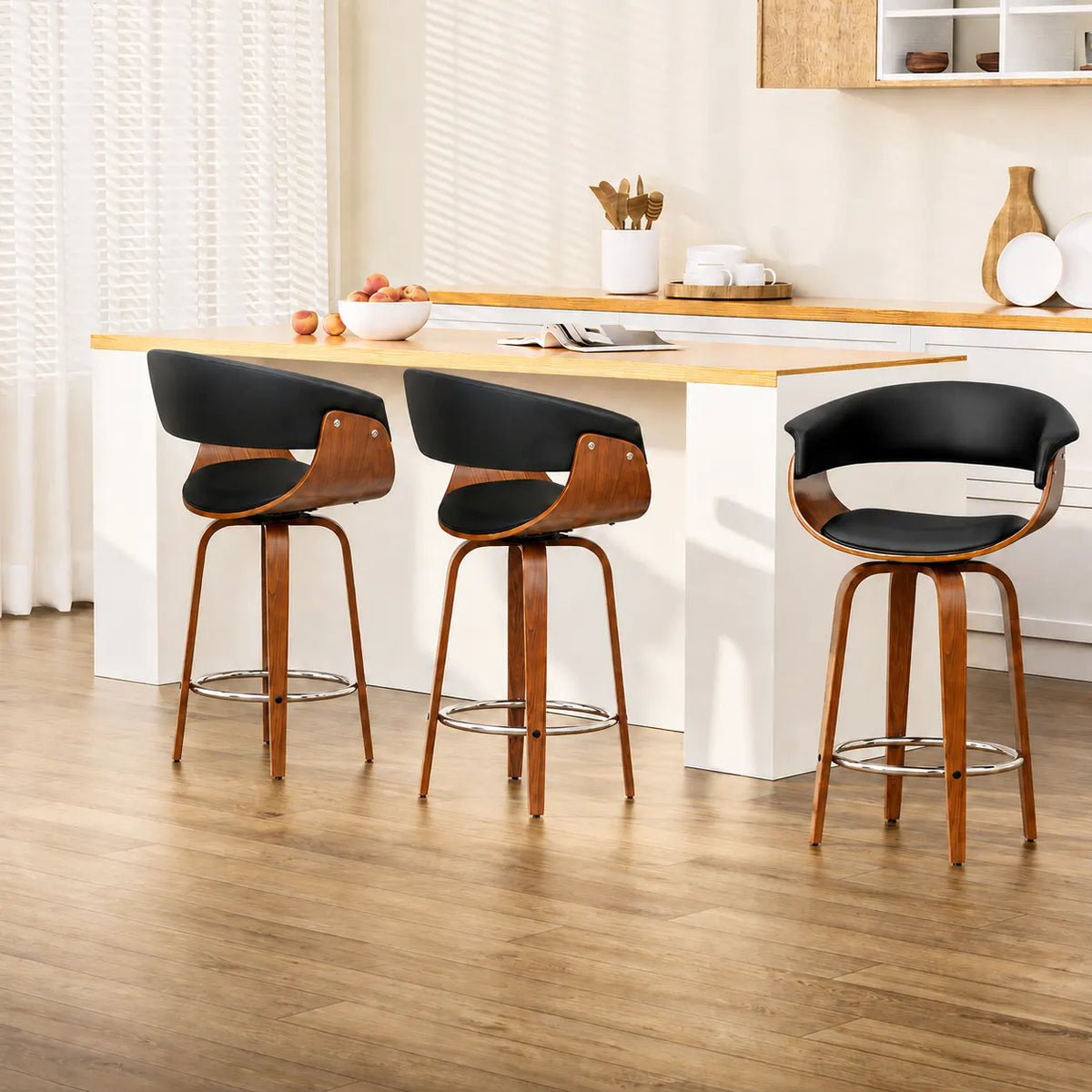 Artiss Bar Stools Set of 3 Kitchen Wooden Bar Stool Dining Chair 65cm - Image 7
