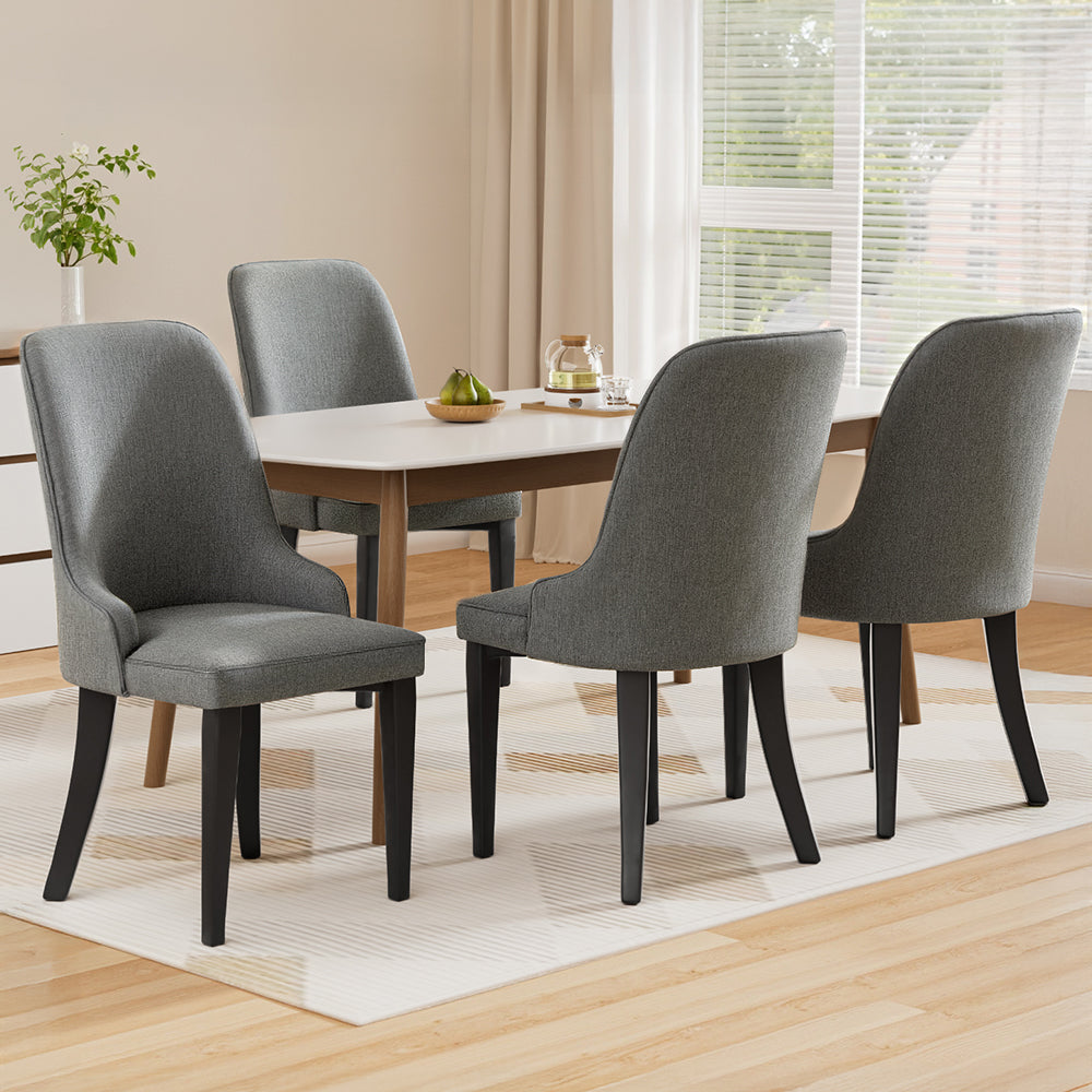 Artiss Dining Chairs Set of 4 Linen Fabric Grey - Image 7