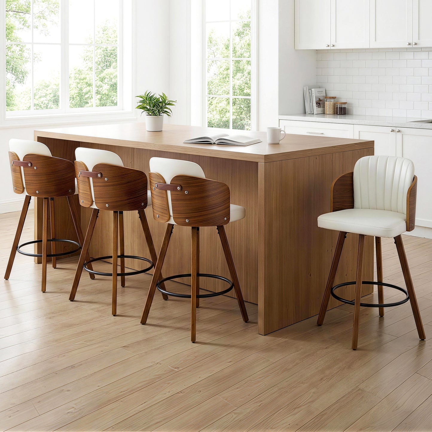 Artiss Wooden Bar Stools Swivel Kitchen Counter Stool Chair 58cm Seat Height - Image 9