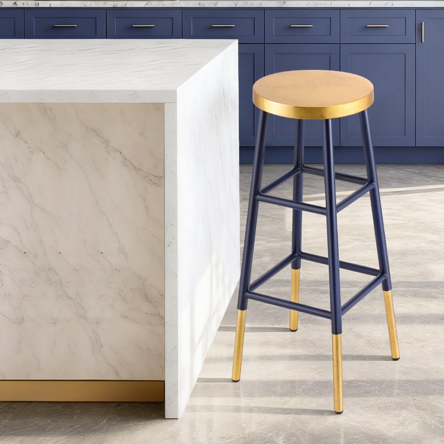 Artiss Bar Stools Metal Gold Navy - Image 7