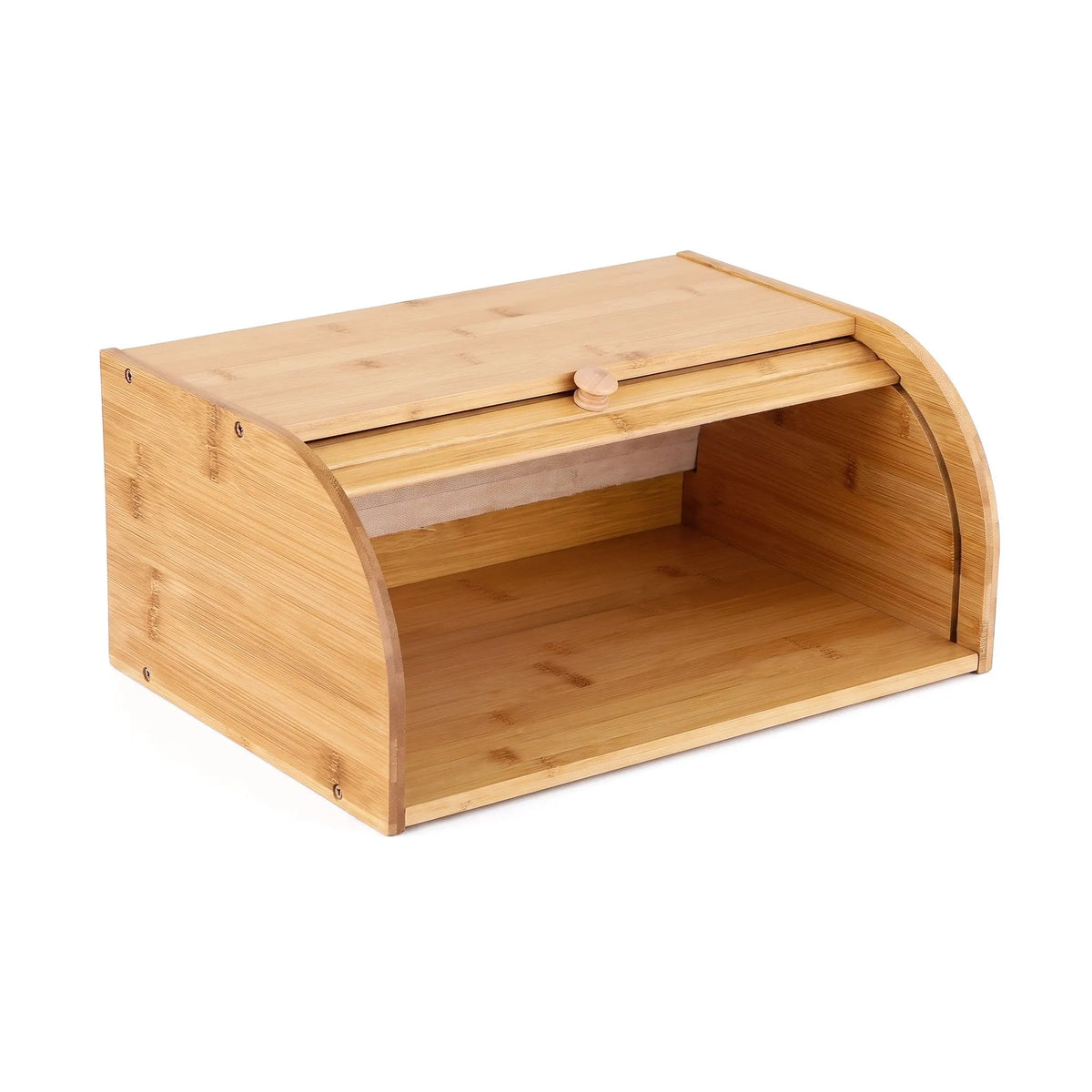 Artiss Bamboo Bread Box Bin Roll Top Kitchen Countertop Storage 45cm Natural - Image 9