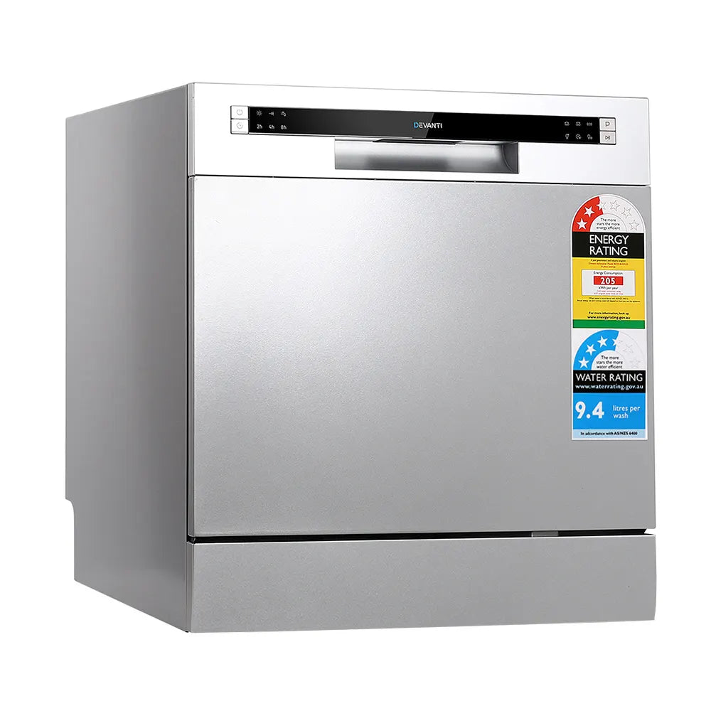 Devanti 8 Place Settings Benchtop Dishwasher Sliver - Image 7