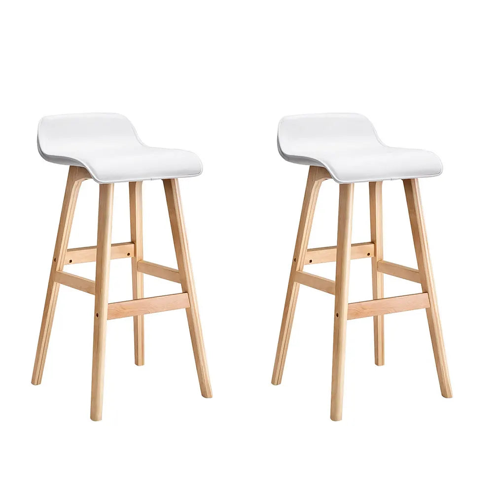 Artiss 2x Bar Stools Wooden Stool White - Image 8