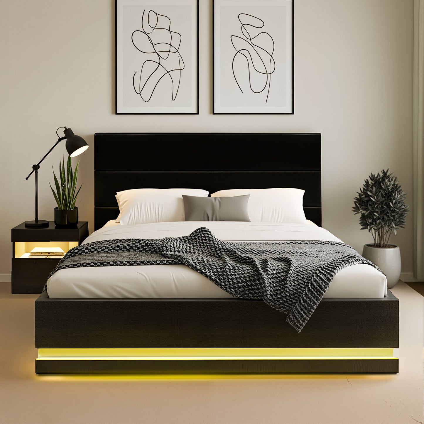 Artiss RGB LED Double Bed Frame with Beside Table Set 16 Colour Mood Lighting - Image 7