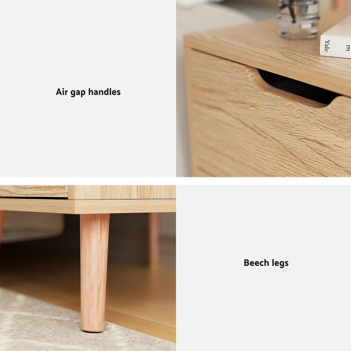 Artiss Gas Lift Queen Bed Frame with Bedside Table Set Boucle Fabric Upholstered Platform Bed Nightstand - Image 9