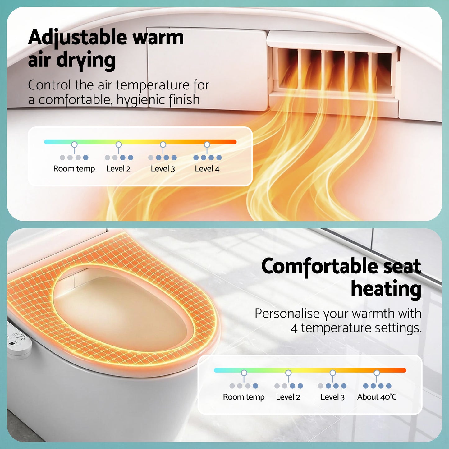 Cefito Smart Electric Bidet Toilet Seat LED Display Heated Dryer WaterMark - Image 9