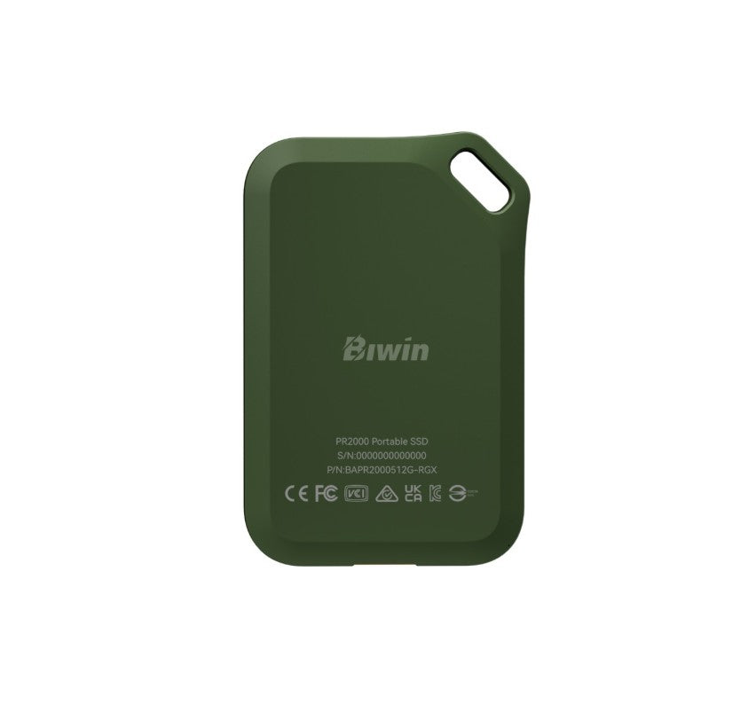 BIWIN BIW-PR2000-1TB Amber PR2000 Green Portable SSD with IP67 R/W up to 2000mb/s / 1800mb/s -1T... - Image 2