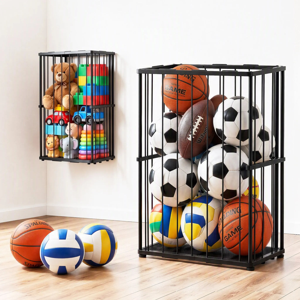 Everfit Ball Storage Rack Elastic Rope Ball Rack Wall Mounted & Floor Organizer - Image 8