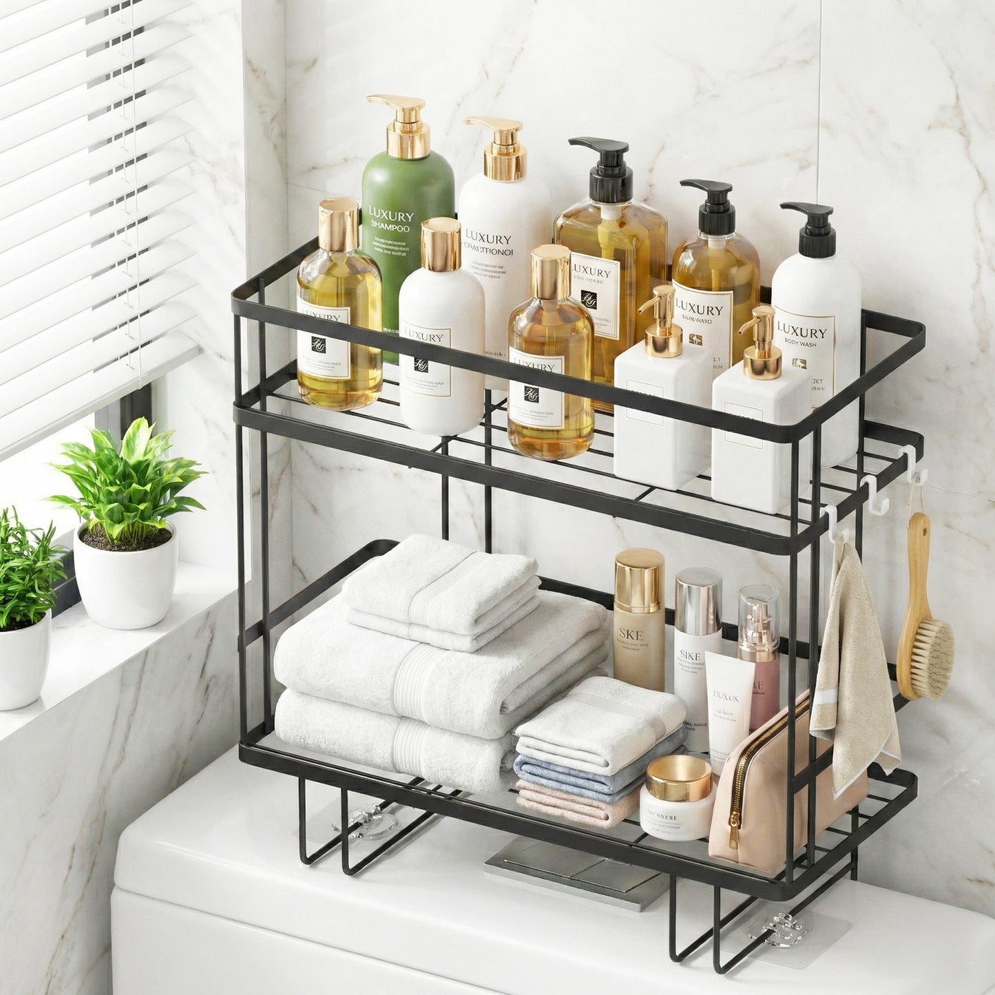 Artiss Over Toilet Storage Rack Bathroom Shelf Organizer 2 Tier - Image 9