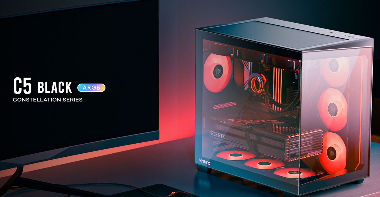 Antec C5 ARGB ATX, mATX Seamless Edge to Edge, Black, 270 degrees, 7x ARGB + PWM Controller, 5090...