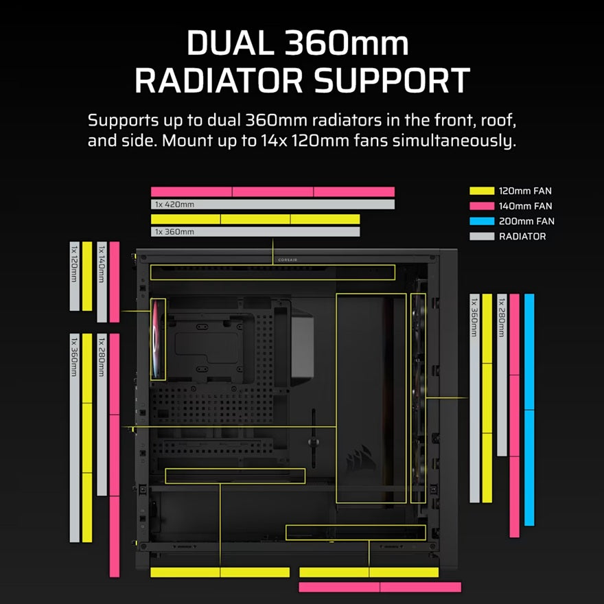 Corsair FRAME 5000D RS ARGB High-Airflow Mid-Tower PC Case - Black, ATX, 450mm GPU, 175mm CPU coo... - Image 4