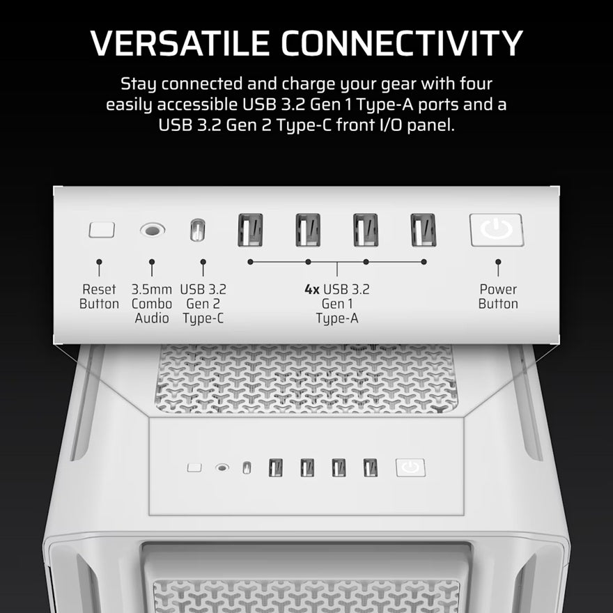 Corsair 5000T Mid-Tower High-Performance PC Case - White, ATX, 450mm GPU, 250mm PSU, 170mm CPU co... - Image 4