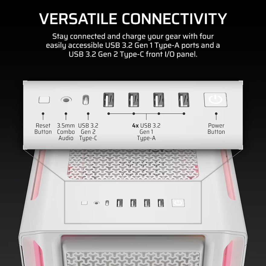 Corsair iCUE LINK 5000T LX RGB Mid-Tower High-Performance PC Case - White, ATX, 450mm GPU, 170mm... - Image 4