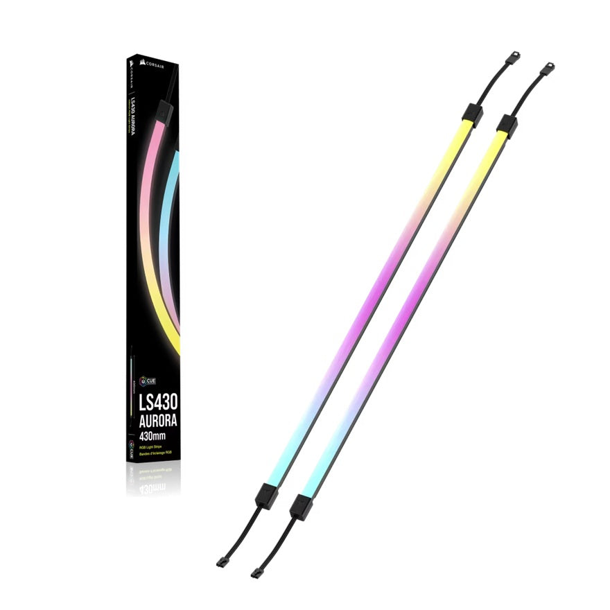 Corsair LS430 Aurora RGB Light Strips - 430mm – 430×10×10mm, black, magnetic mount, addressable L...