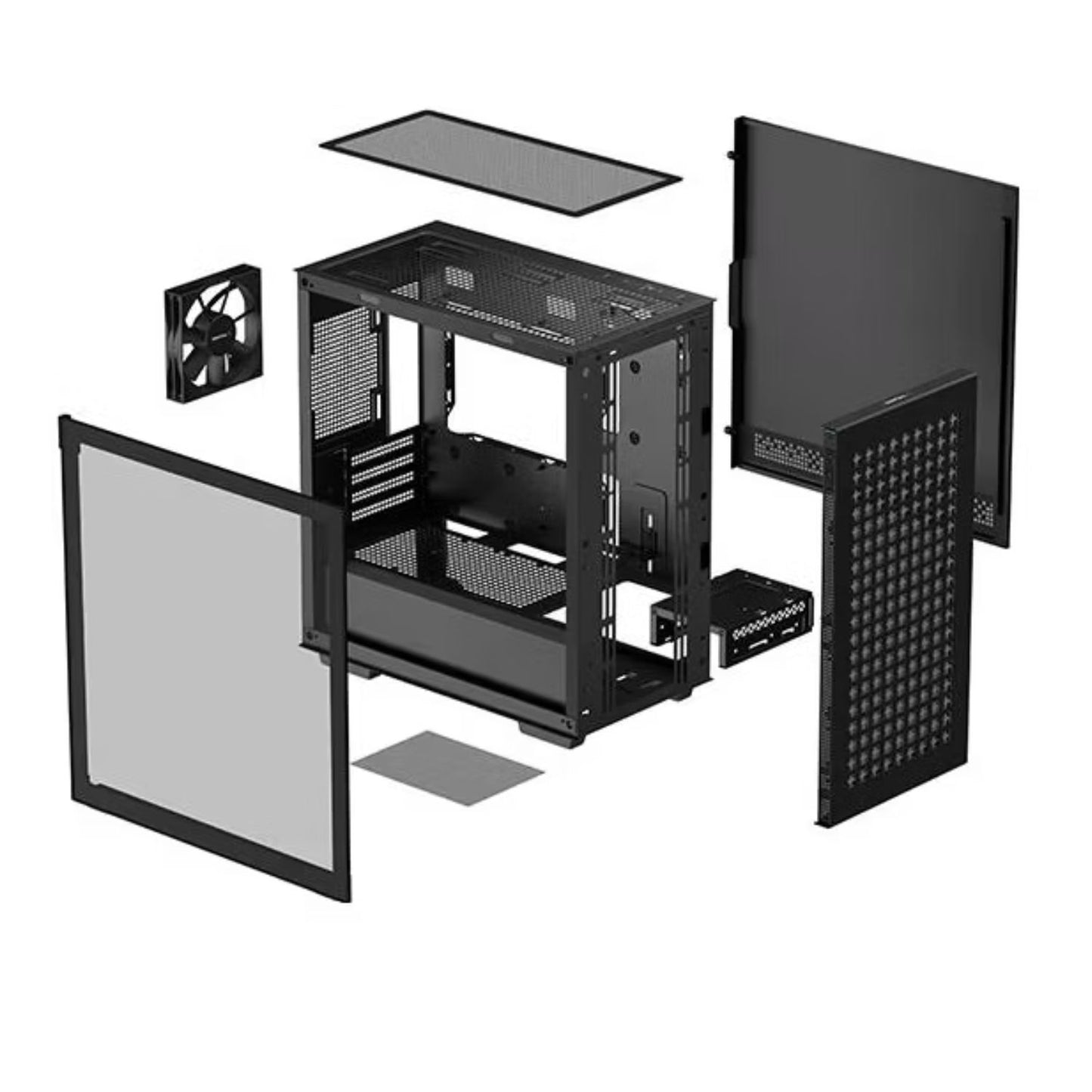 DeepCool CH370 M-ATX Tempered Glass Case, 120mm Rear Fan Pre-Installed, Headphone Stand, up to 360mm Radiators, 2 Switching Front Panels