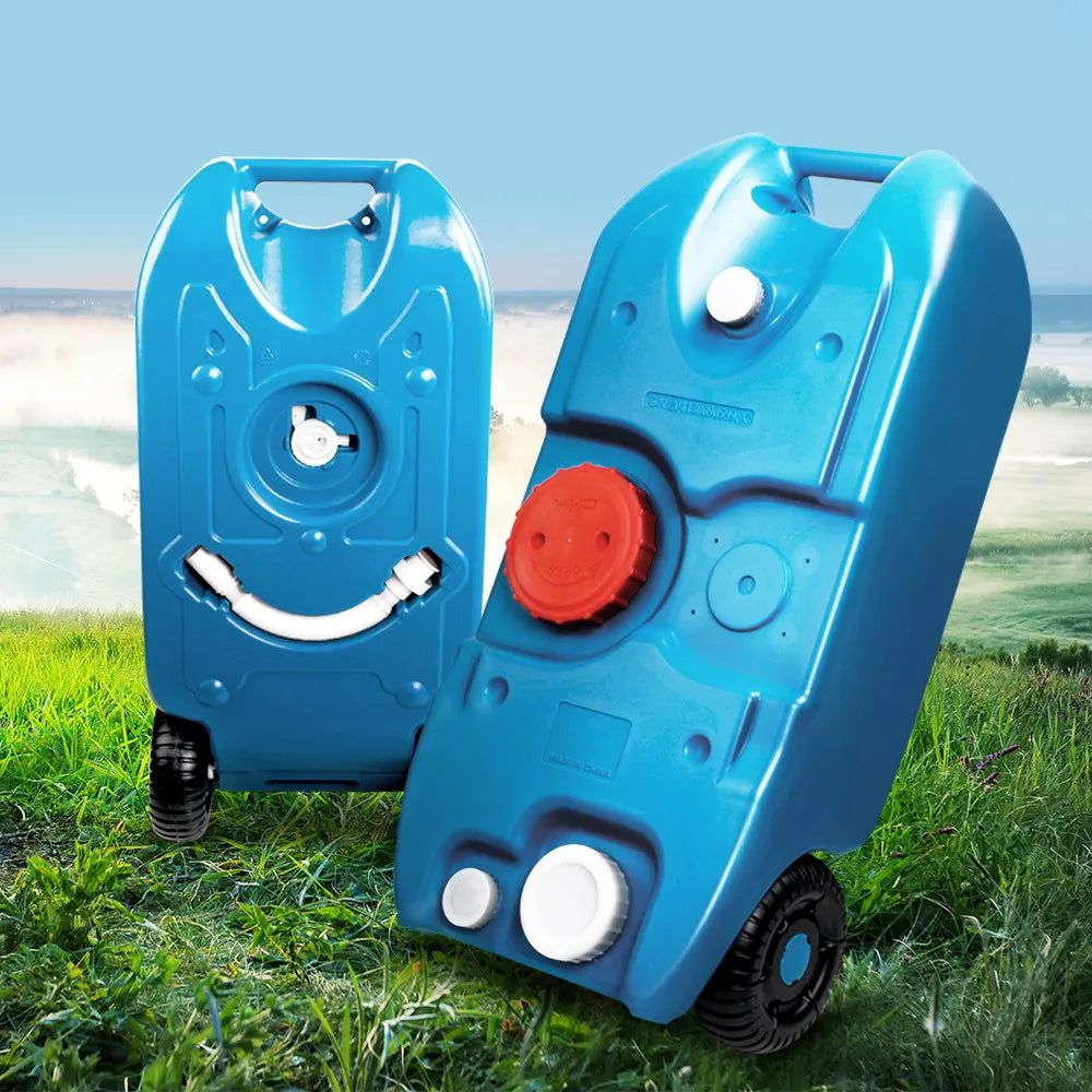 Weisshorn 40L Portable Water Container Carrier Wheels Water Tank Camping Blue - Image 7