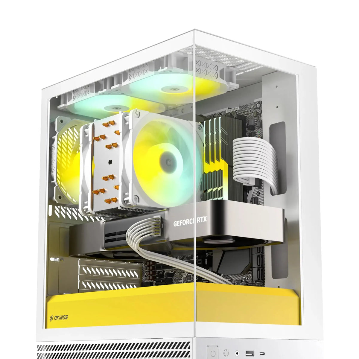 OKINOS AQUA UNO YOLK, Mini Tower, Micro-ATX/ITX, tempered glass, 3×120mm ARGB fans, USB 3.0 + Typ... - Image 2