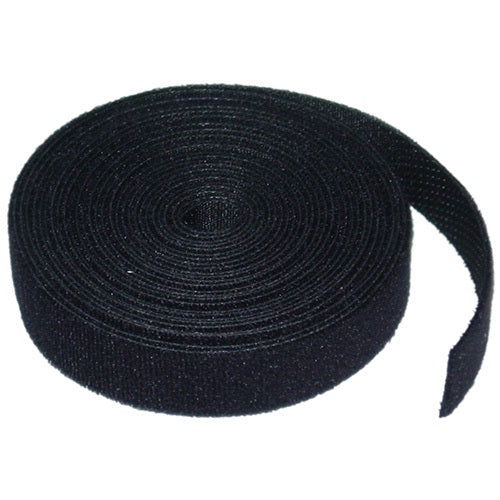 8Ware 25m x 12mm Velcro Wide Cable Tie Hook Loop Continuous One Sided Self Adhesive Fastener Sticky Tape Roll Black