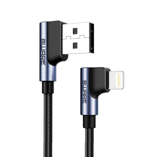 8Ware Premium 1m Apple Certified 90 Degree Angle USB A  to Lightning Data Sync Fast Charging Cabl... - Image 2