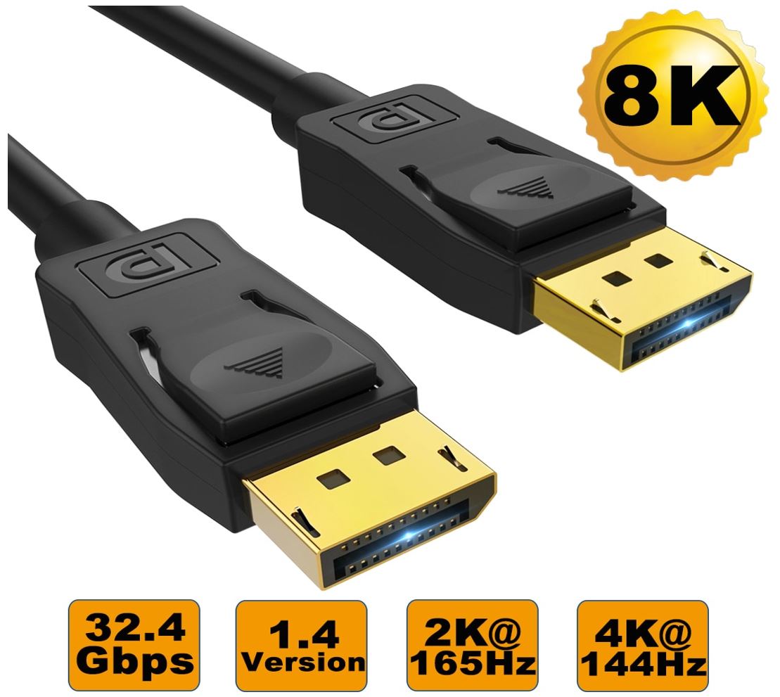8Ware 3m Ultra 8K DisplayPort DP1.4 Cable - Male to Male Gold Plated 7680x4320 8K@60Hz 4K@144Hz 3...
