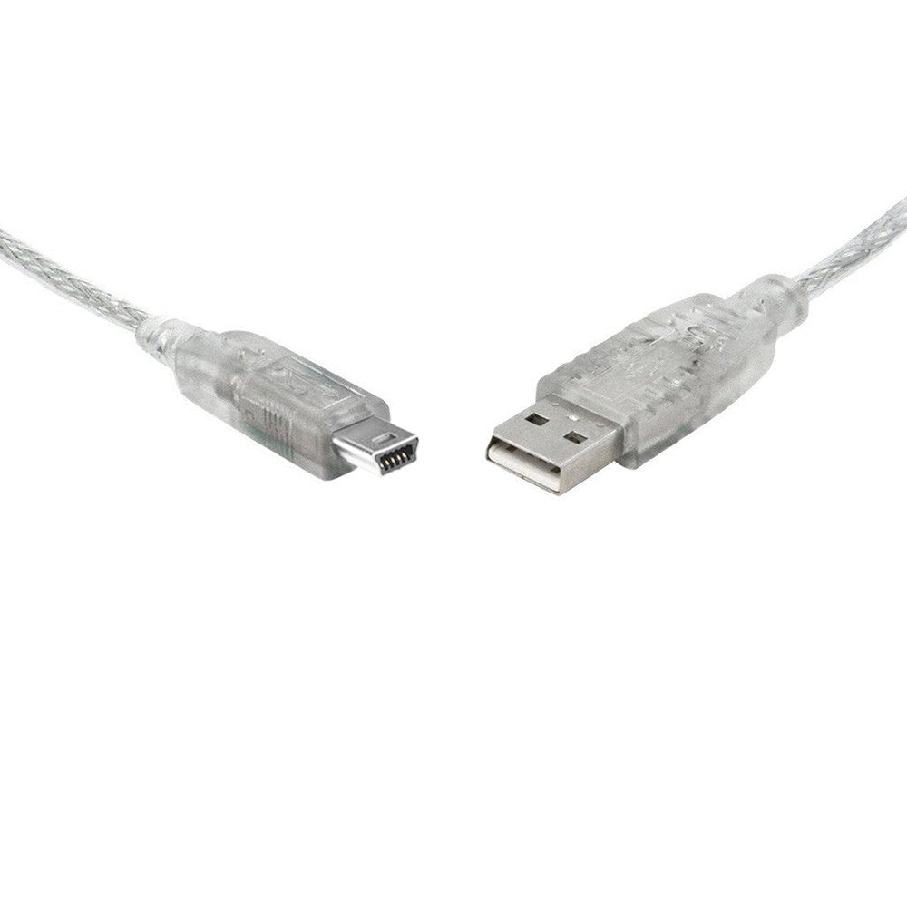 8Ware USB 2.0 Cable 3m A to B 5-pin Mini Transparent Metal Sheath UL Approved - Cables