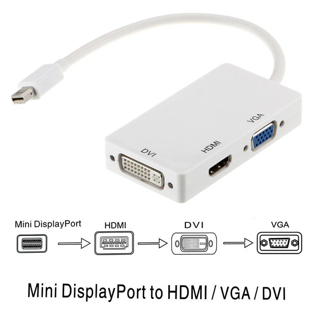 Astrotek 3 in1 Thunderbolt Mini DP DisplayPort to HDMI DVI VGA Hub Adapter Converter Cable for Ma...