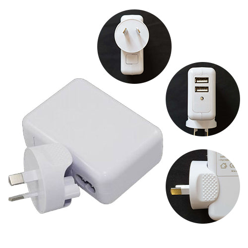 Astrotek USB Travel Wall Charger AU Power Adapter Plug 5V 2.1A 100V-240V 2 Ports White Colour for...