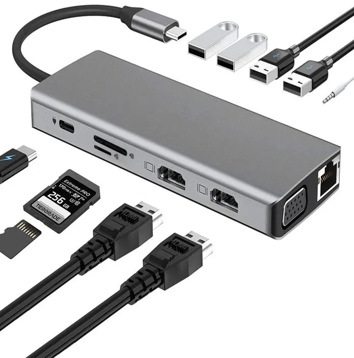 Astrotek USB-C Dock 12-in-1 Multiport Hub/Docking Station with 100W Power 2xHDMI 4K VGA GLAN 2xUS... - Image 4