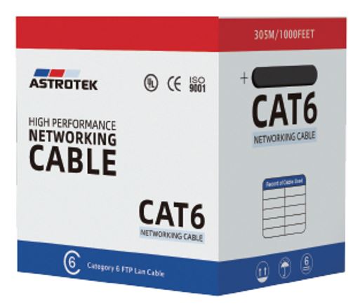 Astrotek CAT6 FTP Cable 305m Roll - Blue Full 0.55mm Copper Solid Wire Ethernet LAN Network 23AWG 0.55cu Solid 2x4p PVC Jacket