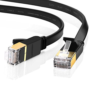 Edimax 2m Black 10GbE Shielded CAT7 Network Cable - Flat 100% Oxygen-Free Bare Copper Core, Alum...