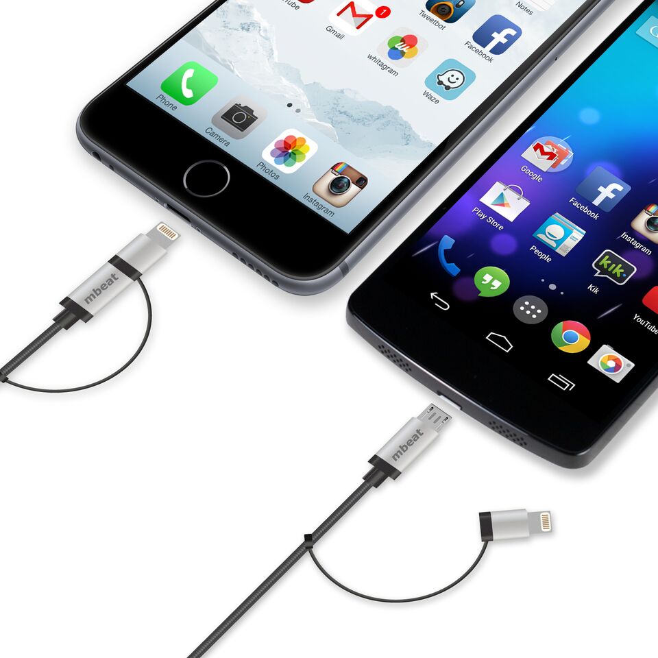 (LS) mbeat® 1m Lightning and Micro USB Data Cable - 2-in-1/Aluminmum Shell Crush-Proof/Nylon Brai... - Image 4