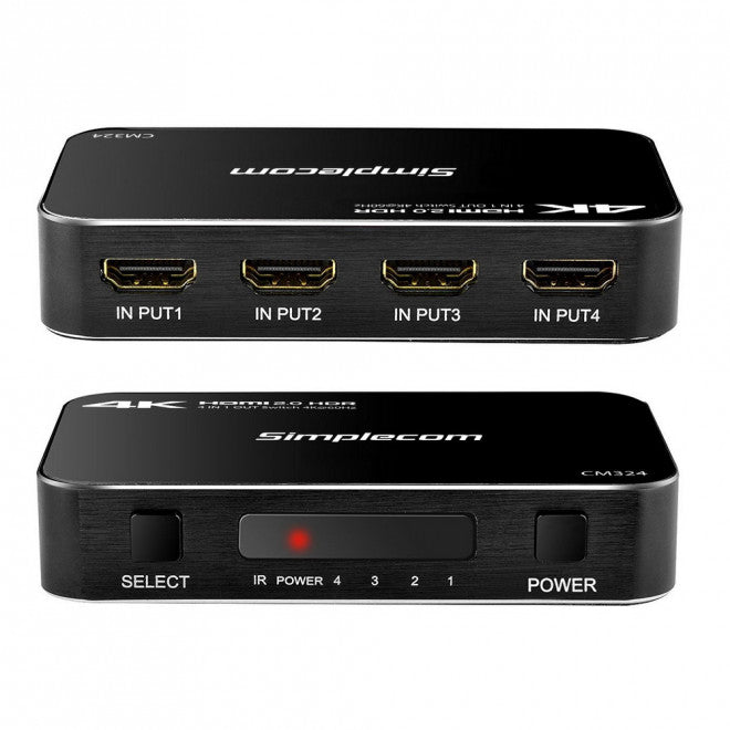 (LS)Simplecom CM324 4 Way HDMI 2.0 Switch 4 IN 1 OUT Ultra HD 4K 60Hz HDR HDCP 2.2