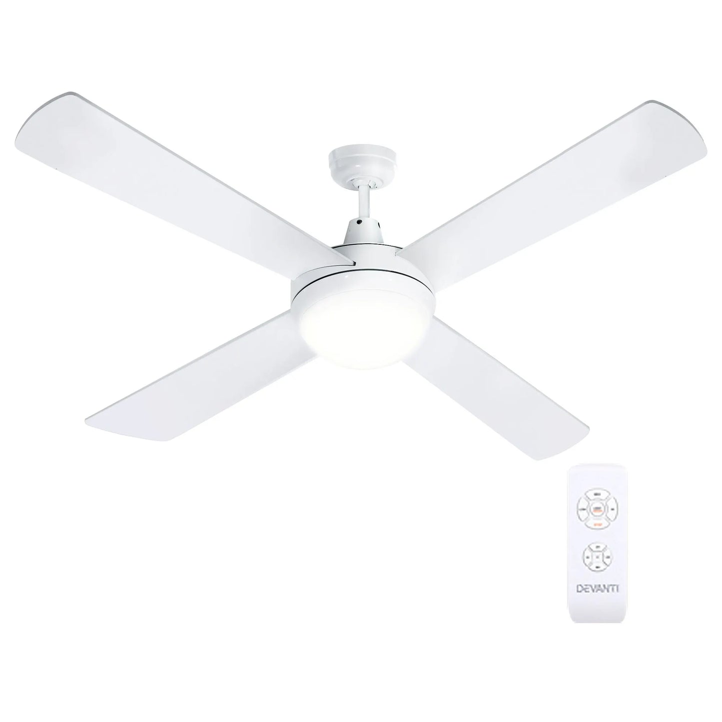Devanti 52'' Ceiling Fan DC Motor w/Light w/Remote - White - Image 6