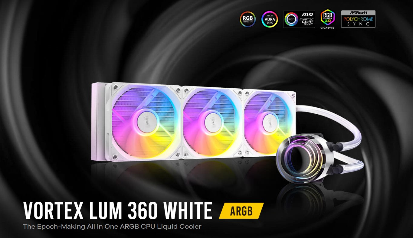 Antec Vortex Lum 360 White ARGB The Epoch-Making All in One ARGB CPU Liquid Cooler - Fan Cooling...
