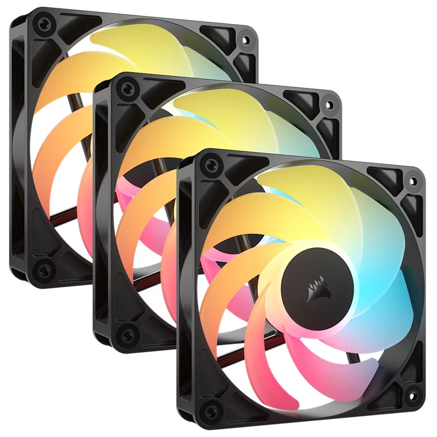 Corsair RS120-R ARGB 120mm PWM Reverse Fans Triple Pack - Black, 3x RGB Fans, 2100 RPM, 65.82 CFM... - Image 2