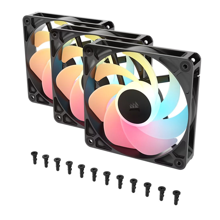 Corsair RS120-R ARGB 120mm PWM Reverse Fans Triple Pack - Black, 3x RGB Fans, 2100 RPM, 65.82 CFM... - Image 3