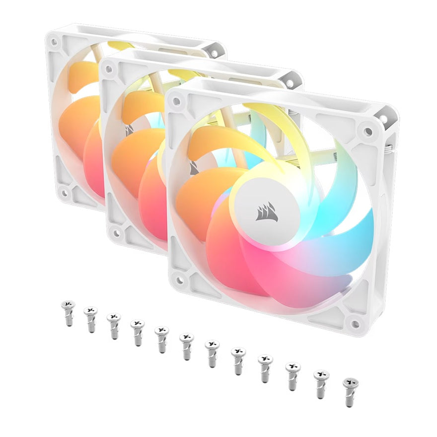 Corsair RS120-R ARGB 120mm PWM Reverse Fans Triple Pack - White, 3x RGB Fans, 2100 RPM, 65.82 CFM... - Image 3
