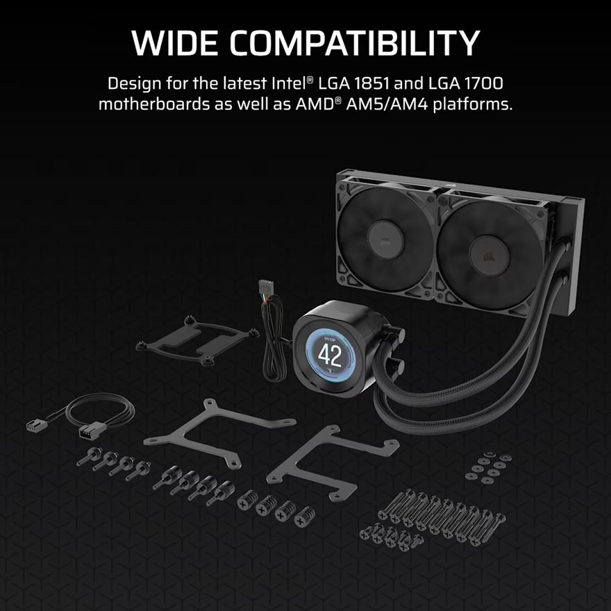 Corsair NAUTILUS 240 RS LCD Liquid CPU Cooler - Black, 240mm rad, LCD pump, 2x PWM fans, 2100 RPM... - Image 2