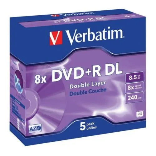 Verbatim DVD+R DL 8.5GB 25Pk White Wide Inkjet 8x - CDR/RW DVDR/RW Media
