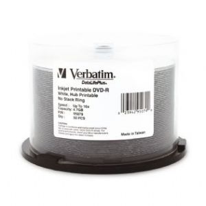 Verbatim DVD-R 4.7GB 50Pk White Wide Inkjet 16x - CDR/RW  DVDR/RW  Media
