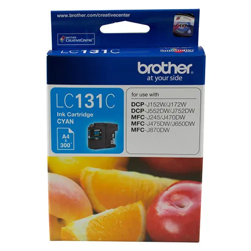 Brother LC-131C Cyan Ink Cartridge - to suit DCP-J152W/J172W/J552DW/J752DW/MFC-J245/J470DW/J475D...