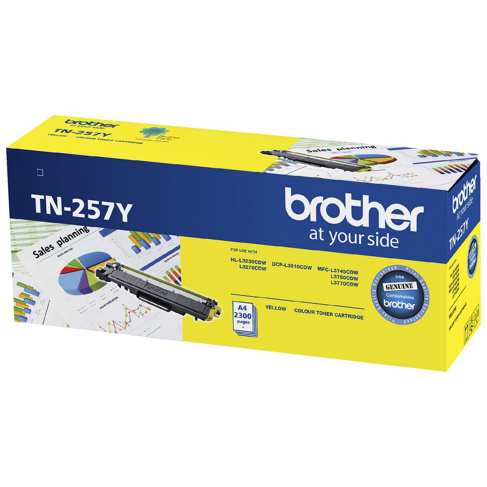 Brother TN-257Y Yellow High Yield Toner Cartridge to Suit - HL-3230CDW/3270CDW/DCP-L3015CDW/MFC...