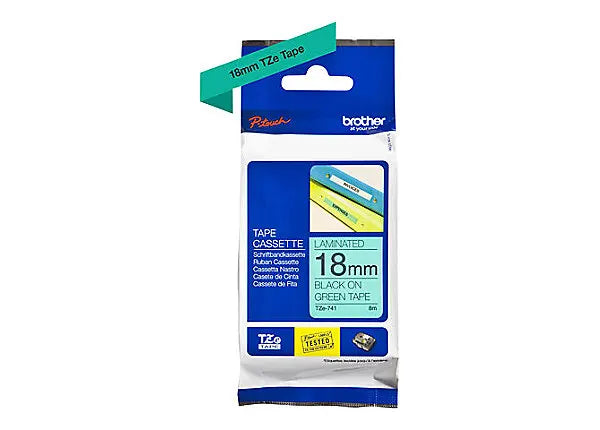 Brother 18mm Blk on Green Tape - Scanner and Labeller